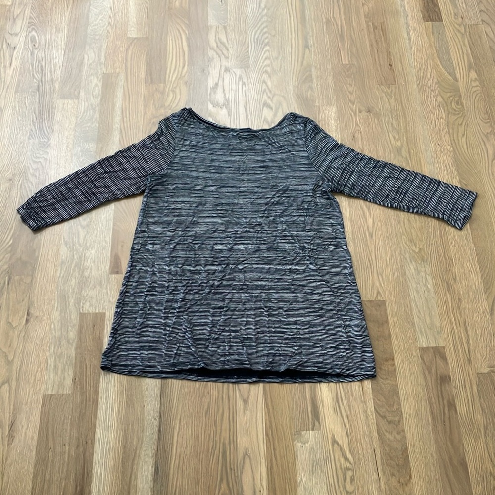 J. Jill Women’s Black White Striped Rayon Boatneck Long Sleeve Shirt Top